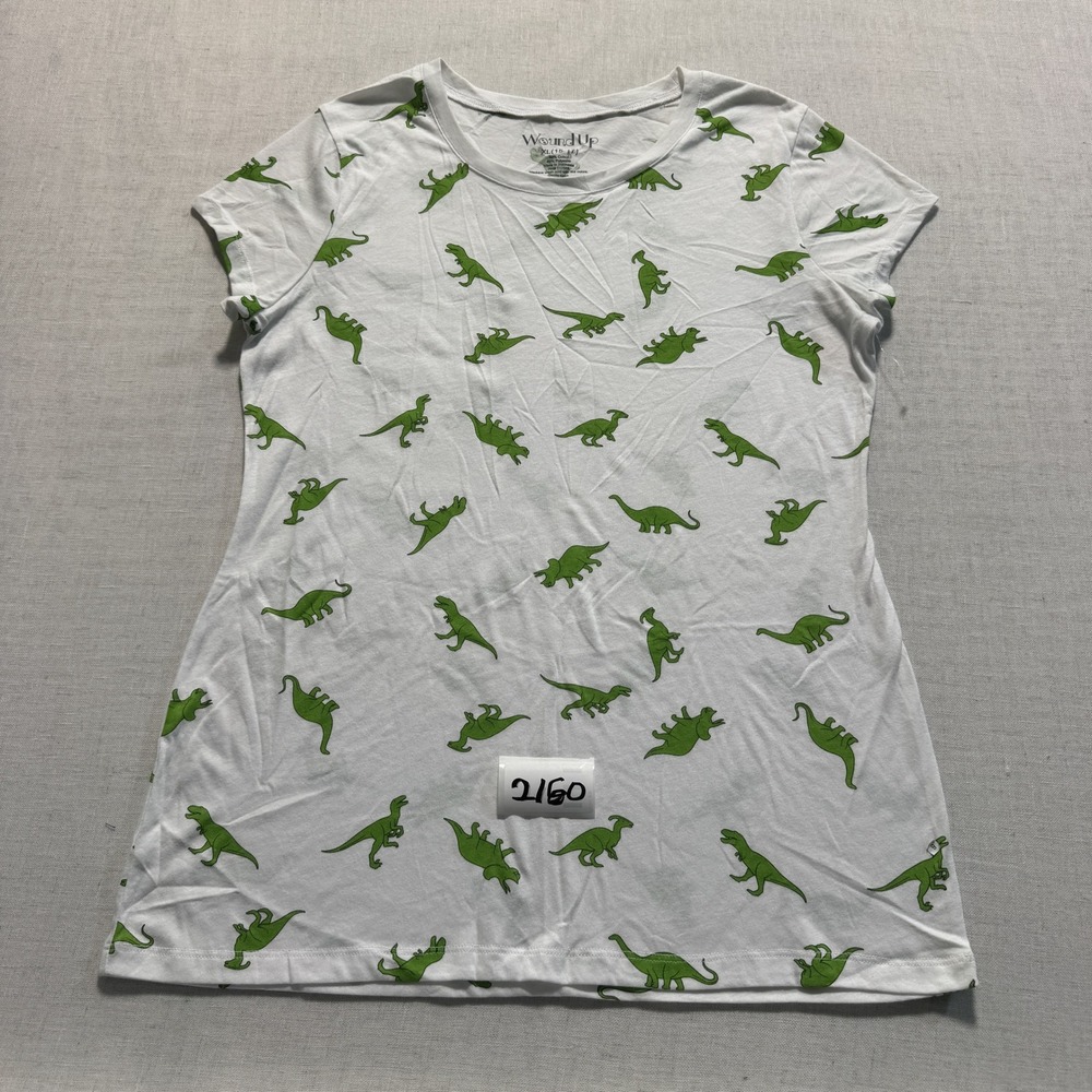 Wound Up Dinosaur Print Kids T-Shirt  Sz XL White  New Without Tags